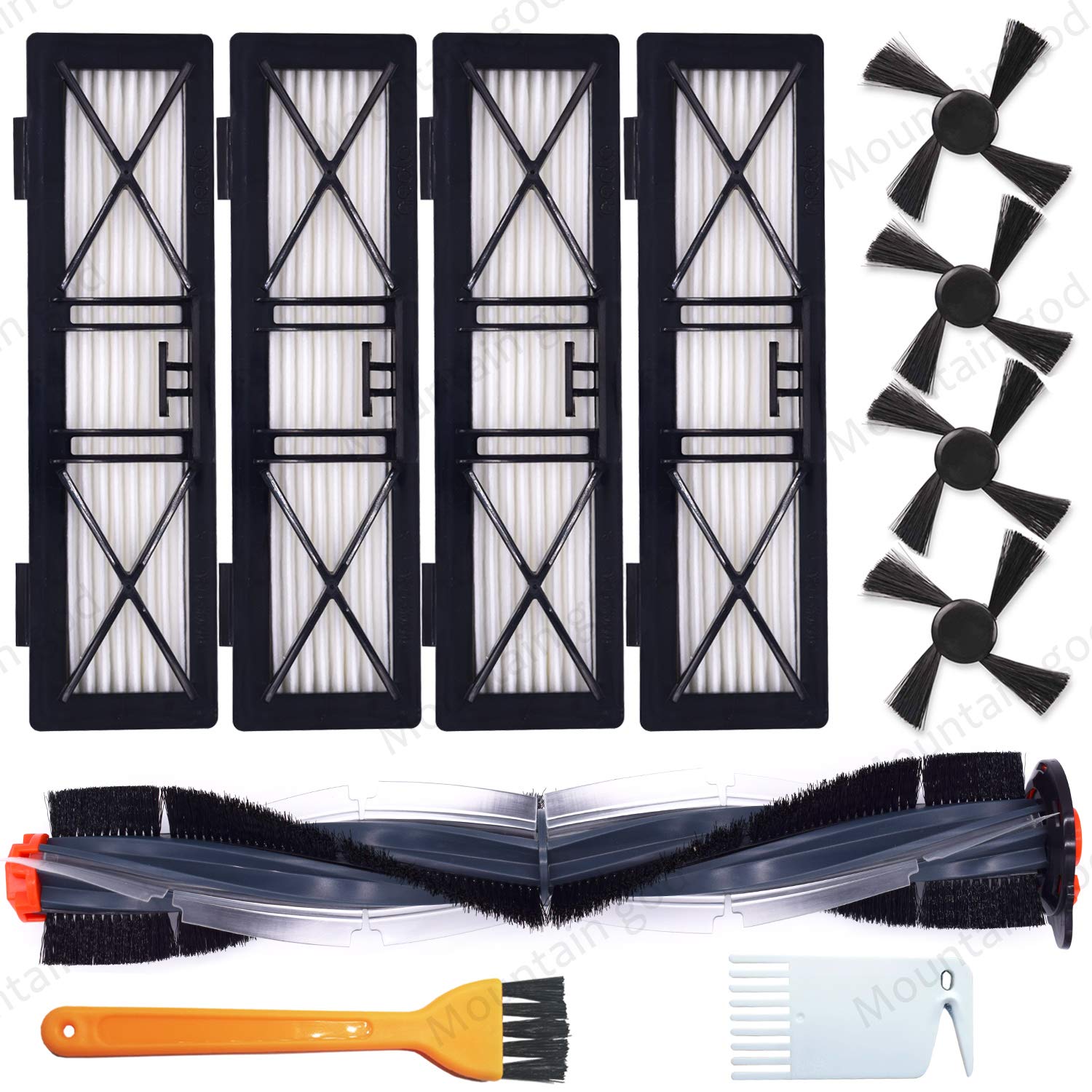 Replacement Parts Kit - 1 Main Brush 4 Side Brushes 4 High Efficiency Filters for Neato BotVac D Series -Vacuum Cleaner Brush Filter Replenishment Accessory