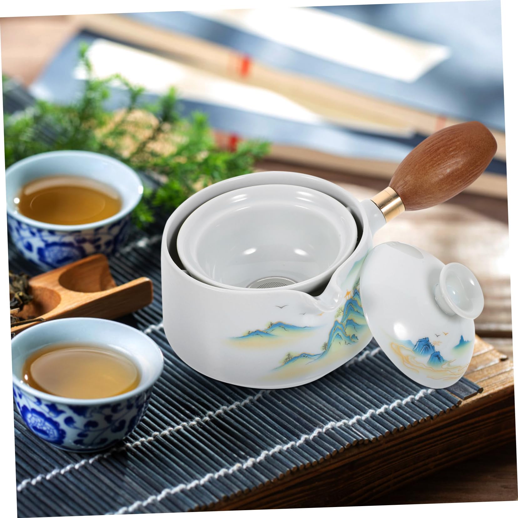 Cabilock 2piezas Tetera De Cerámica Asa Lateral Para Infusión De Té Suelto Diseño Único y Duradero Para Uso Oficina y Hogar
