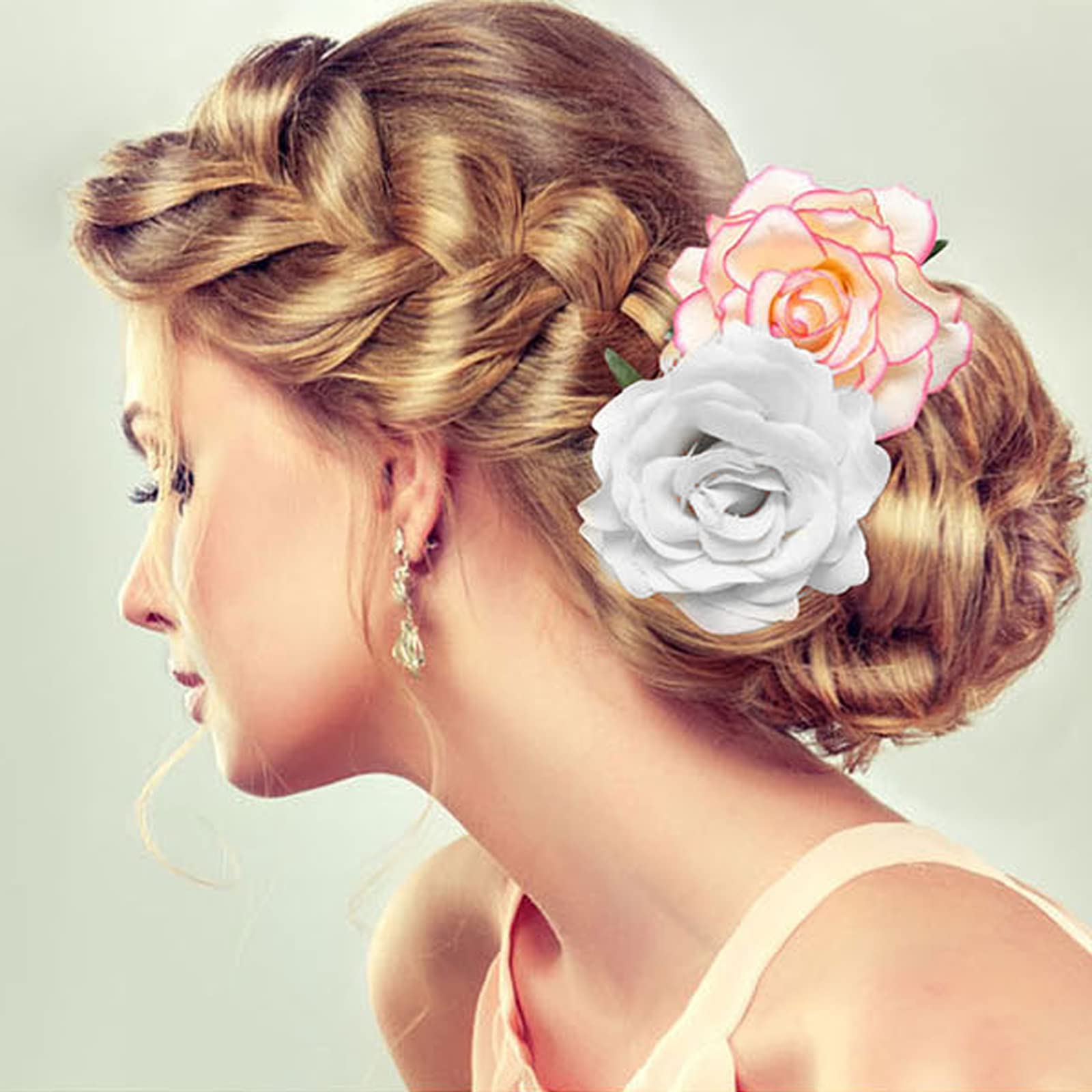 7 Pièces Fleur Broche Tête Ornement Mariée Femmes Rose Fleur Accessoires De Cheveux Pince À Cheveux De Mariage Danseuse De Flamenco