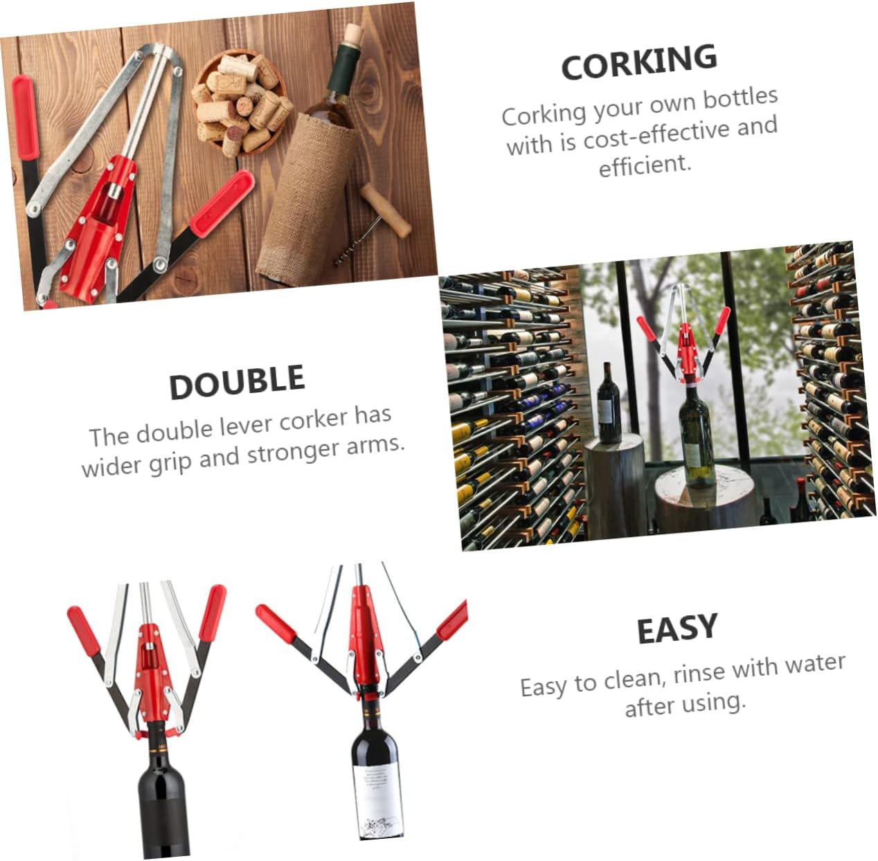 1pc Manual Corking Tool for Wine Bottles Double Lever Corker for Easy Corking Suitable for Corks up to Efficient Wine Making Equipment for Home Use