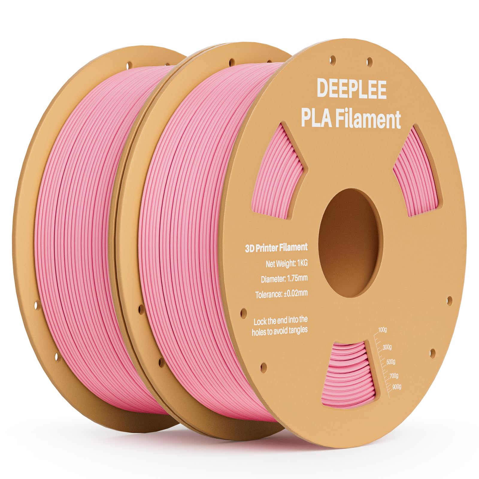 DEEPLEE Filamento PLA 1.75mm, Precisione Dimensionale +/- 0,02 mm, Ferito Ordinatamente,Nessun Intasamento, per la Maggior parte delle Stampanti 3D FDM, 2KG(1kg/bobina) Rosa