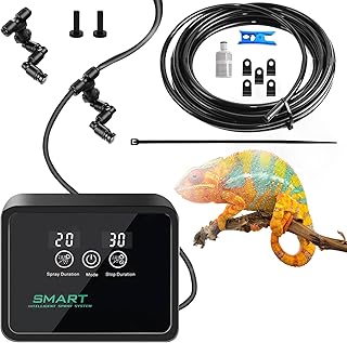 Reptile Humidifiers,Reptile Mister Automatic with Timer, Reptile Fogger Misting System with Adjustable 360°Misting Nozzles/Remote Control/Touch Screen for Rainforest Plants Amphibian