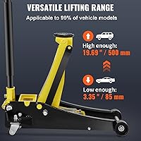 Vista 3 de VEVOR 3 Ton Low Profile, Heavy-Duty Steel Racing Floor Jack with Dual Pistons Quick Lift Pump, Lifting Range 3.35"-19.69