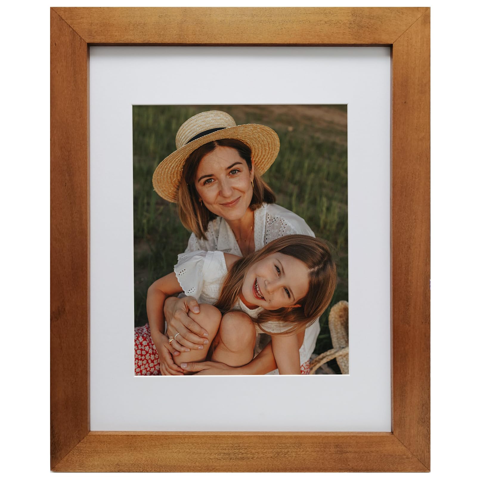 Eosglac 11x14 Picture Frames, Solid Wood Photo Frame with Tempered Glass, Rustic 11 x 14 Wooden Frame Matted to 8x10 Photos for Gallery Wall Hanging