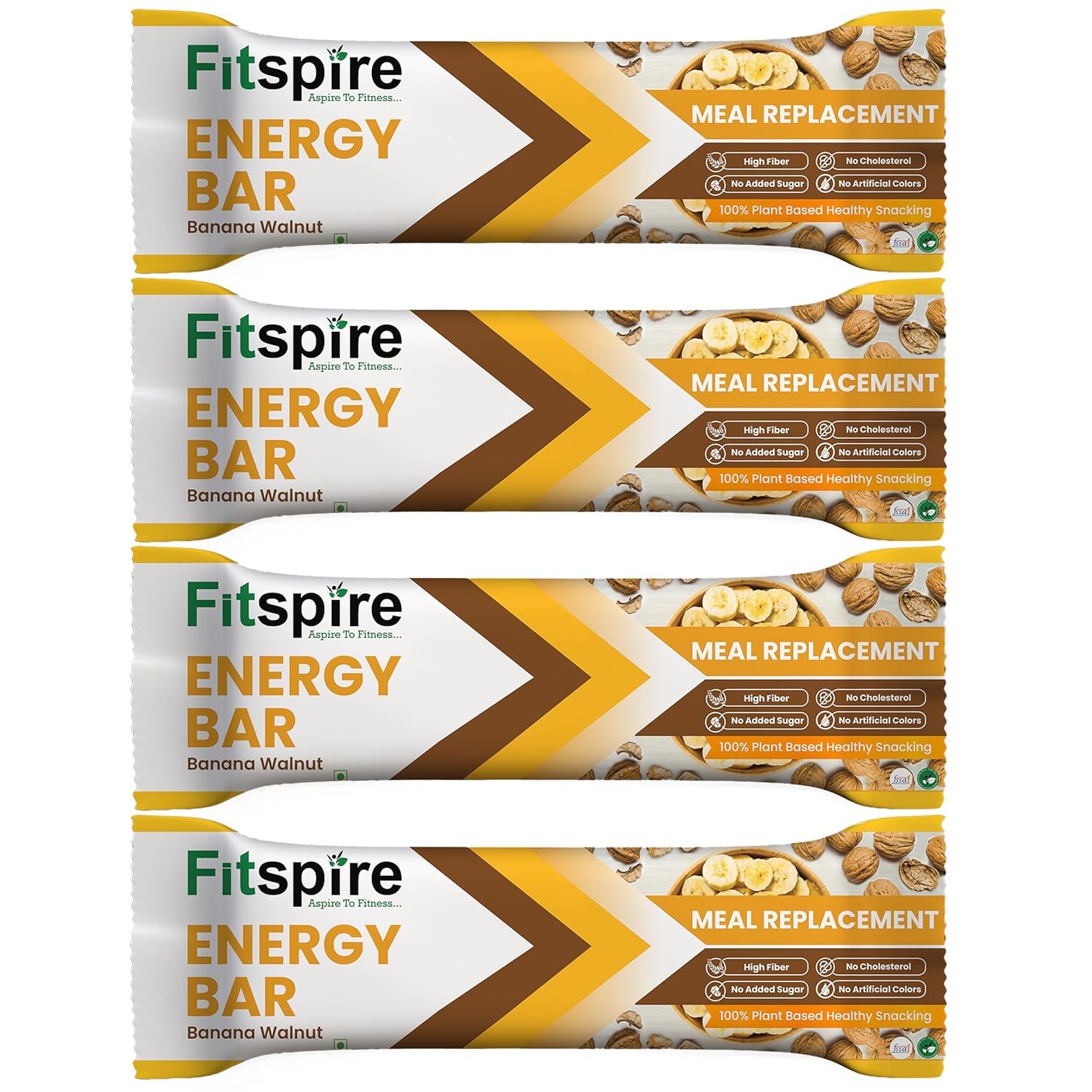 Fitspire Banana Walnut Energy Bar, Pack of 4 Each 35g | Packed with Flakes, Nuts, Seeds & Oats | High Protein & Fibre Crunchy Granola Bars | 100% Plant-Based, No Added Sugar | With Banana, Dates, Figs & Walnuts-image-43