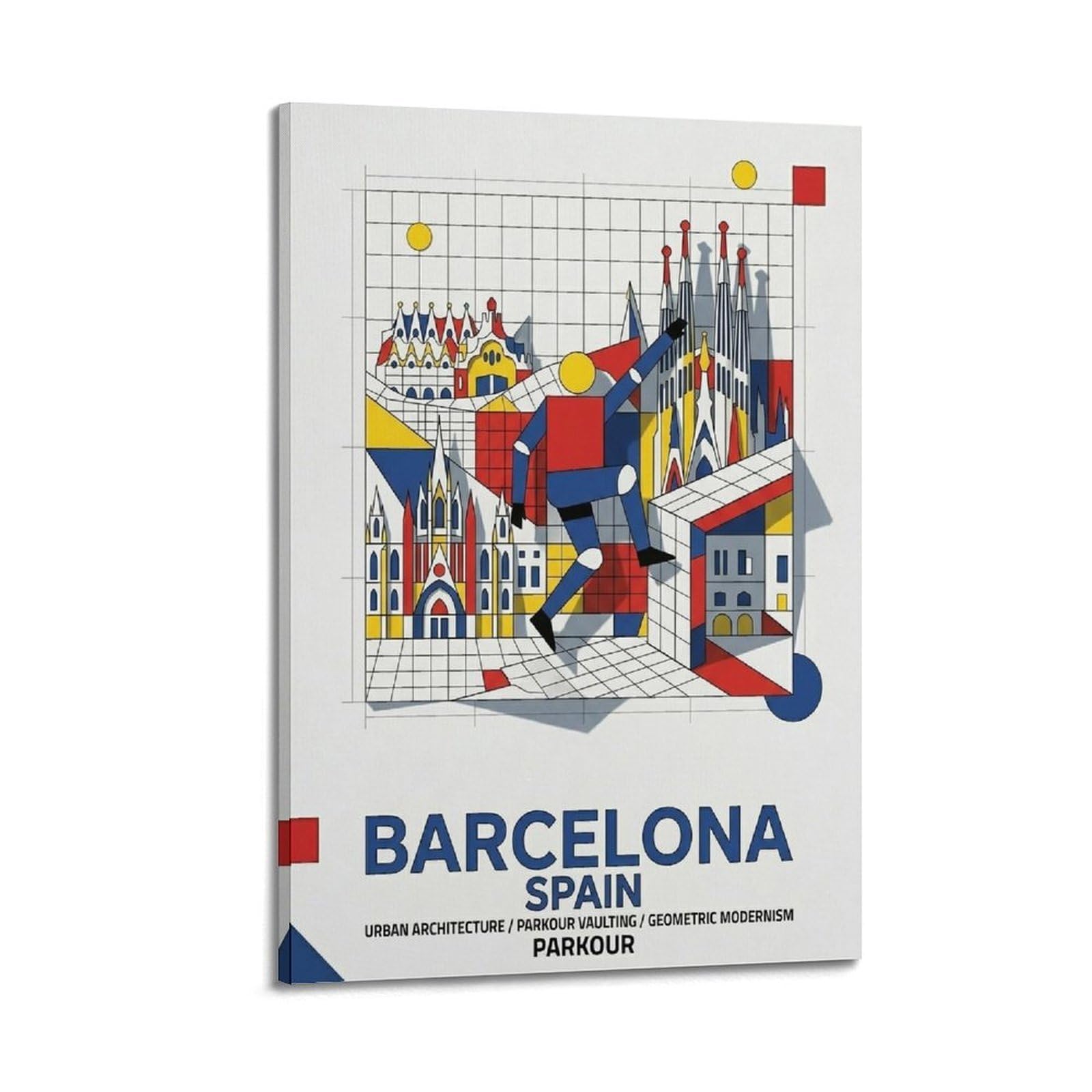 OKAHYS Spain Parkour Barcelona Sport Art Poster Modern Decorative Canvas Prints - Ideal Wall Art for Family, Man Cave, Game Room, Boys & Girls Bedroom 20x30inch(50x75cm)