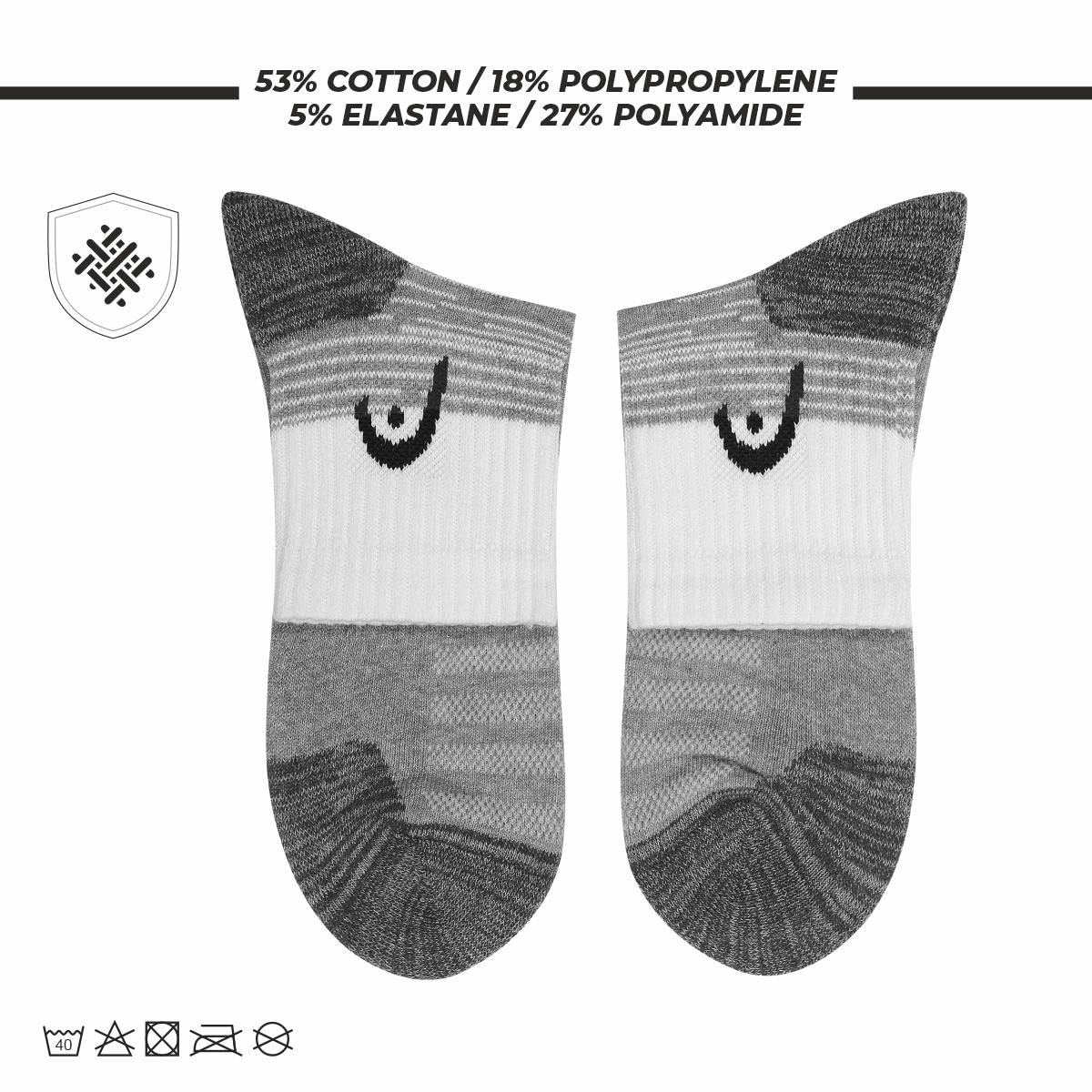 HEAD HSK-84 Ankle Socks (Grey Melange/White/Anthra Melange) - Image 3 thumbnail