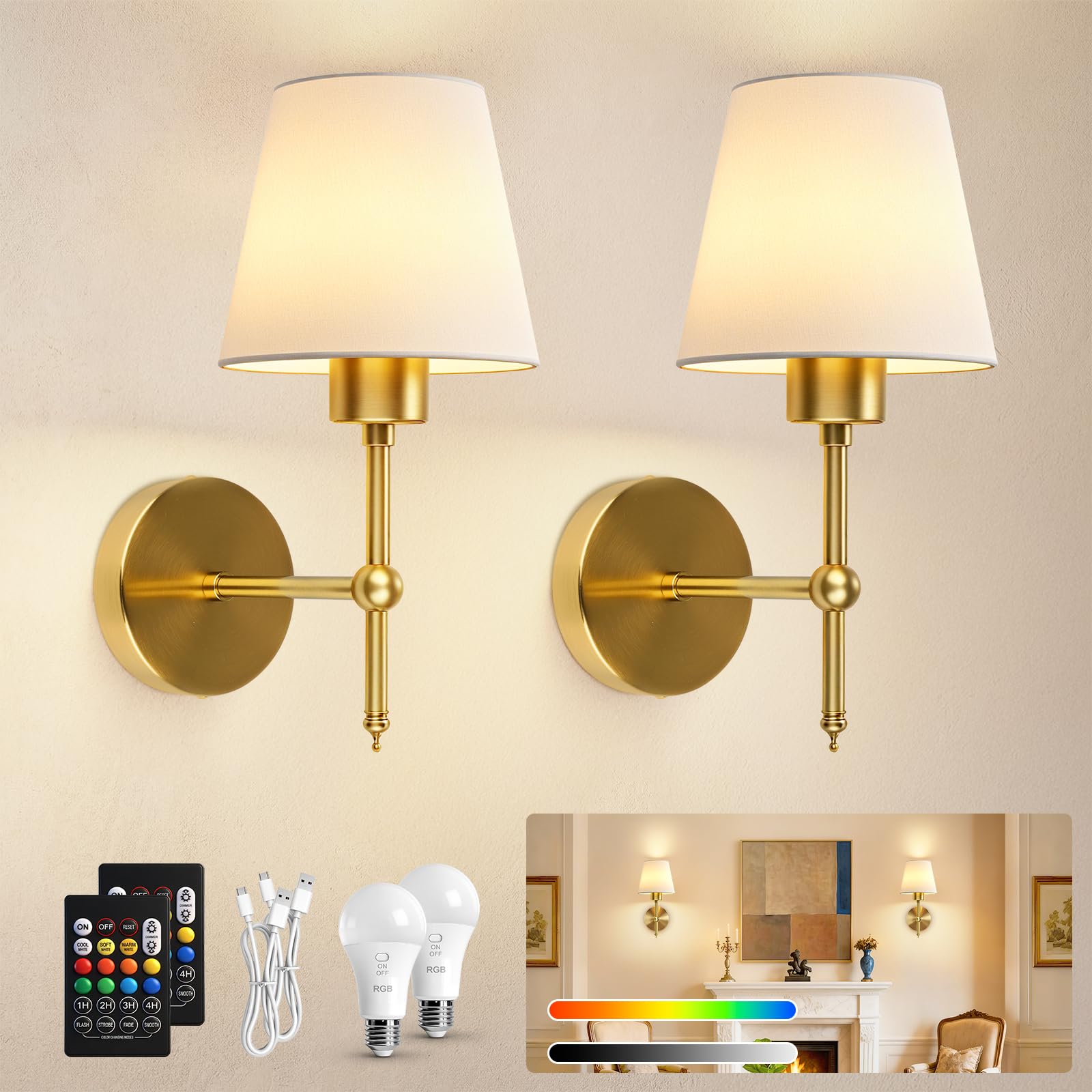 Ketom Rechargeable Wall Lights, Battery Wall Lights Indoor with Remote