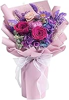 Lovenfold Preserved Purple Rose Bouquet - Eternal Flowers Last 1-3 Years, Handmade Birthday Gift for Mom Wife Grandma