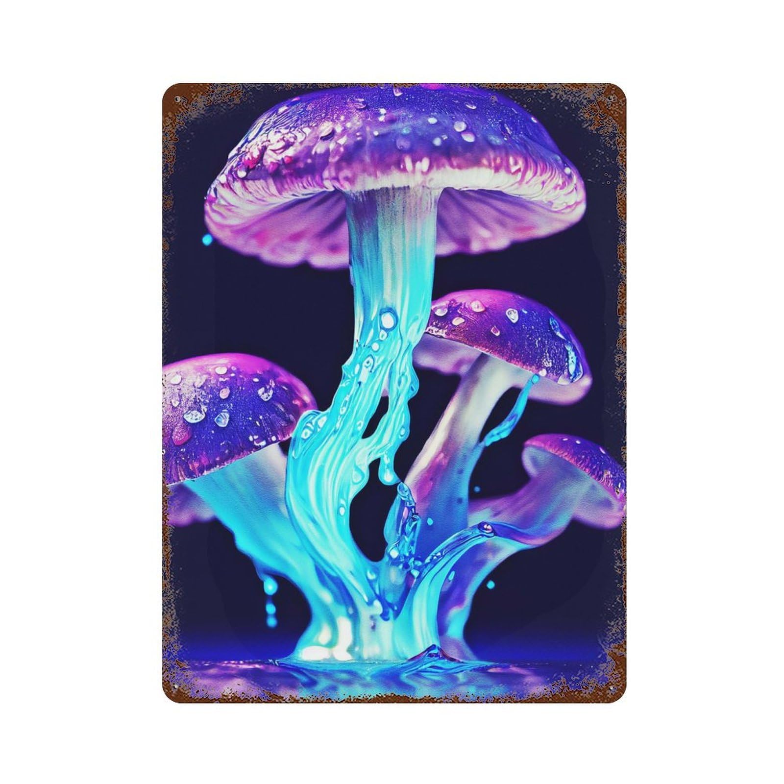 Lamp Mushroom Distressed Metal Wall Sign 15.7"x11.8", Shabby Chic Decor for Garage, Pub Or Kitchen