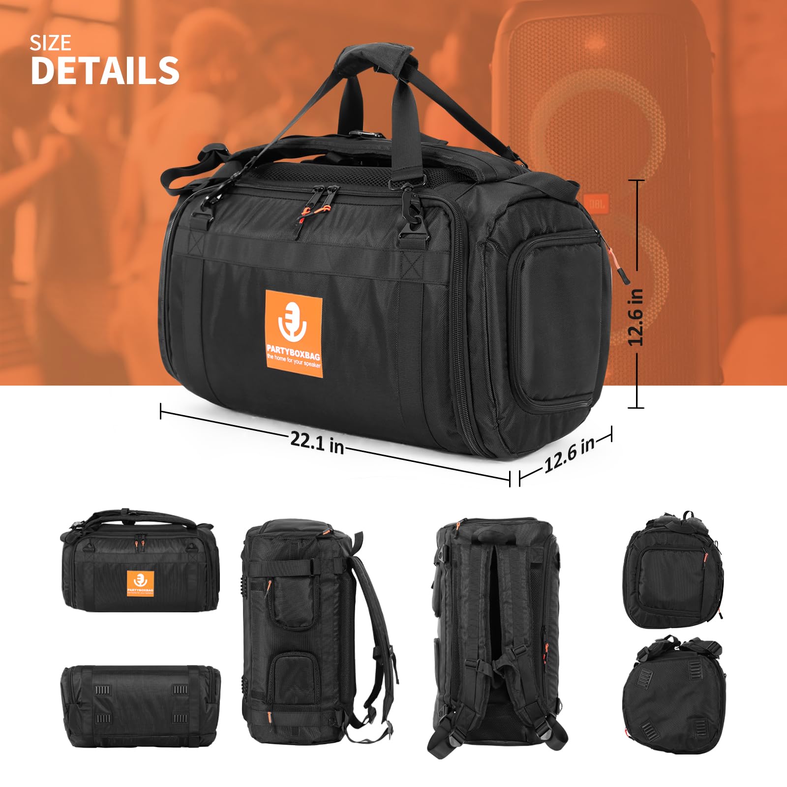 Torba do przechowywania przenośny plecak podróżny do JBL PARTYBOX 120 głośnik Bluetooth pokrowiec ochronny obudowa obudowa skórka rękaw torba na ramię, Czarny, Kompaktowe