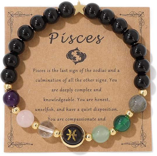 Zodiac Bracelets for Women 12 Constellations 8mm Healing Crystal Bracelet Mens Black Beaded Bracelets Natural Stone Bracelets Birthstone Gifts Zodiac Gifts for Women