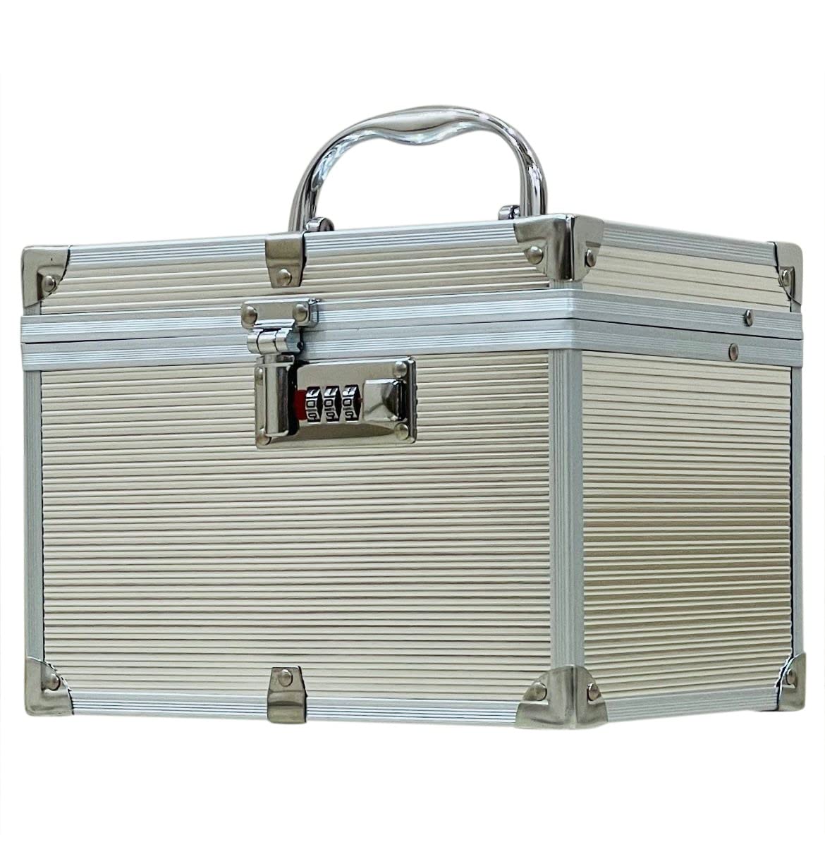Adson Professional Beauty Makeup Cosmetic Vanity Case/Box with Mirror (Silver) 2