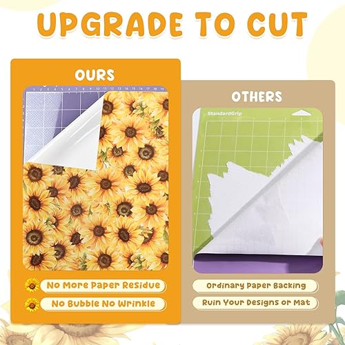 Miniatura 4 de Tintnut Rollo de vinilo permanente de girasol, 12 pulgadas x 5 pies, hojas de vinilo adhesivas sin costuras con patrón floral amarillo de verano