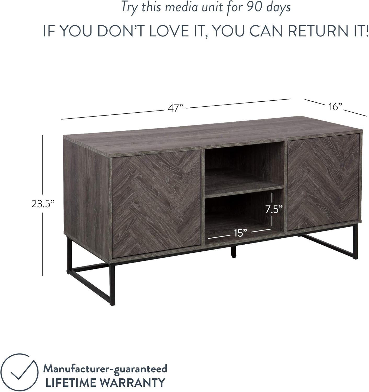 Buy Nathan James Dylan Media Console Cabinet or TV Stand with Doors for ...