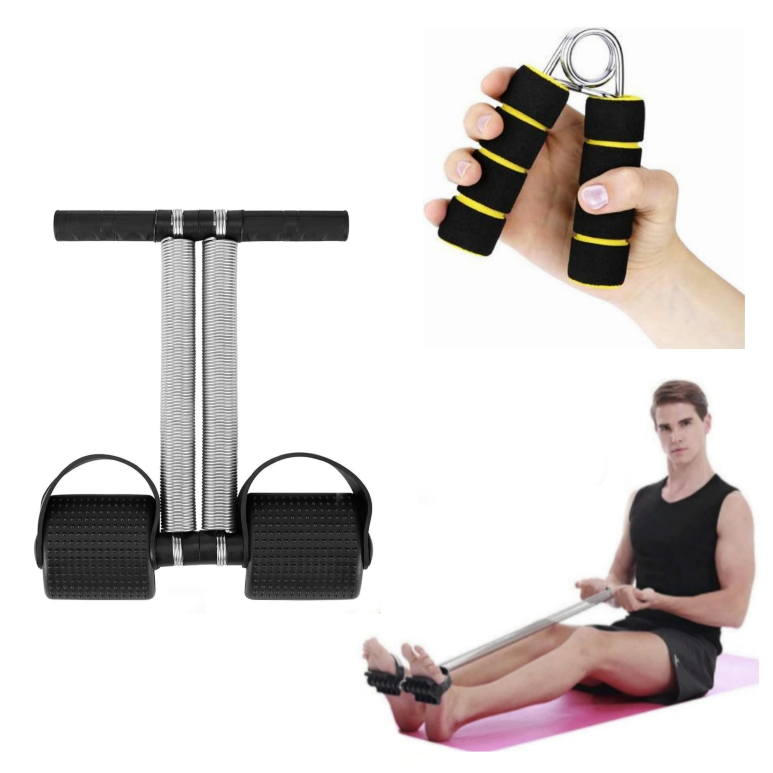 Tummy Trimmer with Foam Hand Gripper, Spring Resistance, Dual Steel Springs for Muscle Strength Home Gym Workout Abs, Stomach, Legs (Pack of 2)-image-26