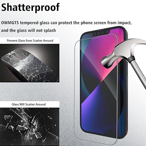 Miniatura 5 de Screen Protector for iPhone 13, (2+2) Pcs Front and Back Glass Protector + 2 Pcs Camera Lens Protector, 9H Hardness Protective Film,Easy
