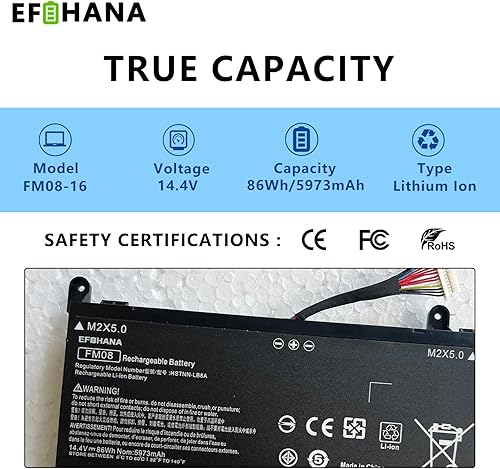 Miniatura 3 de FM08 HSTNN-LB8B - Batería de repuesto para laptop HP Omen 17-AN013TX 17-AN014TX 17-AN014NG 17-an008ur Series TPN-Q195 922752-421 922753-421