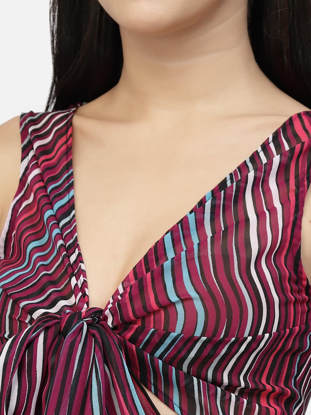 EROTISSCH Purple Striped Relaxed-Fit Swim Set for Women Teen 2