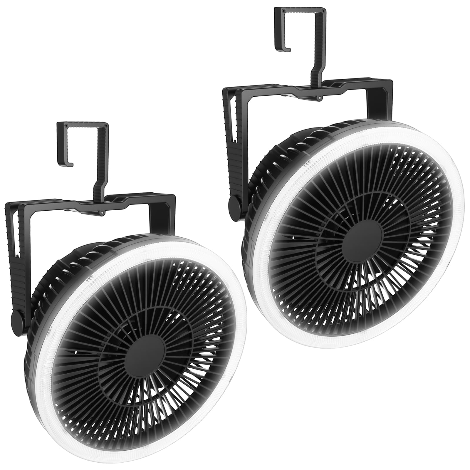 Ventilateur de camping portable Tuanse 20 cm rechargeable 10000mAh avec lanterne LED pour tente
