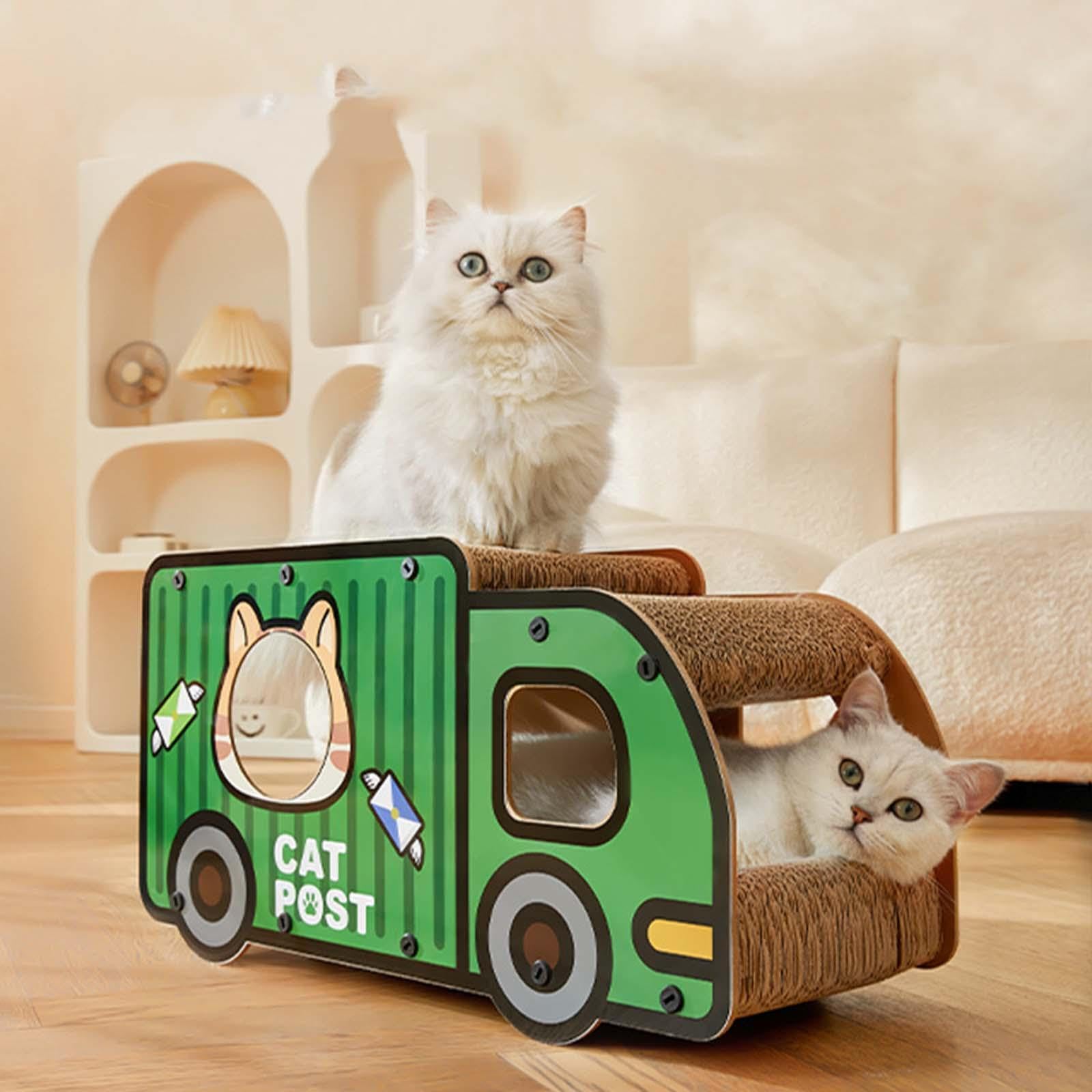 Tiragraffi per gatti giocoso con tappetino tiragraffi integrato, dotato di spazio per far divertire i gatti e di un comodo per, camioncino per, camion