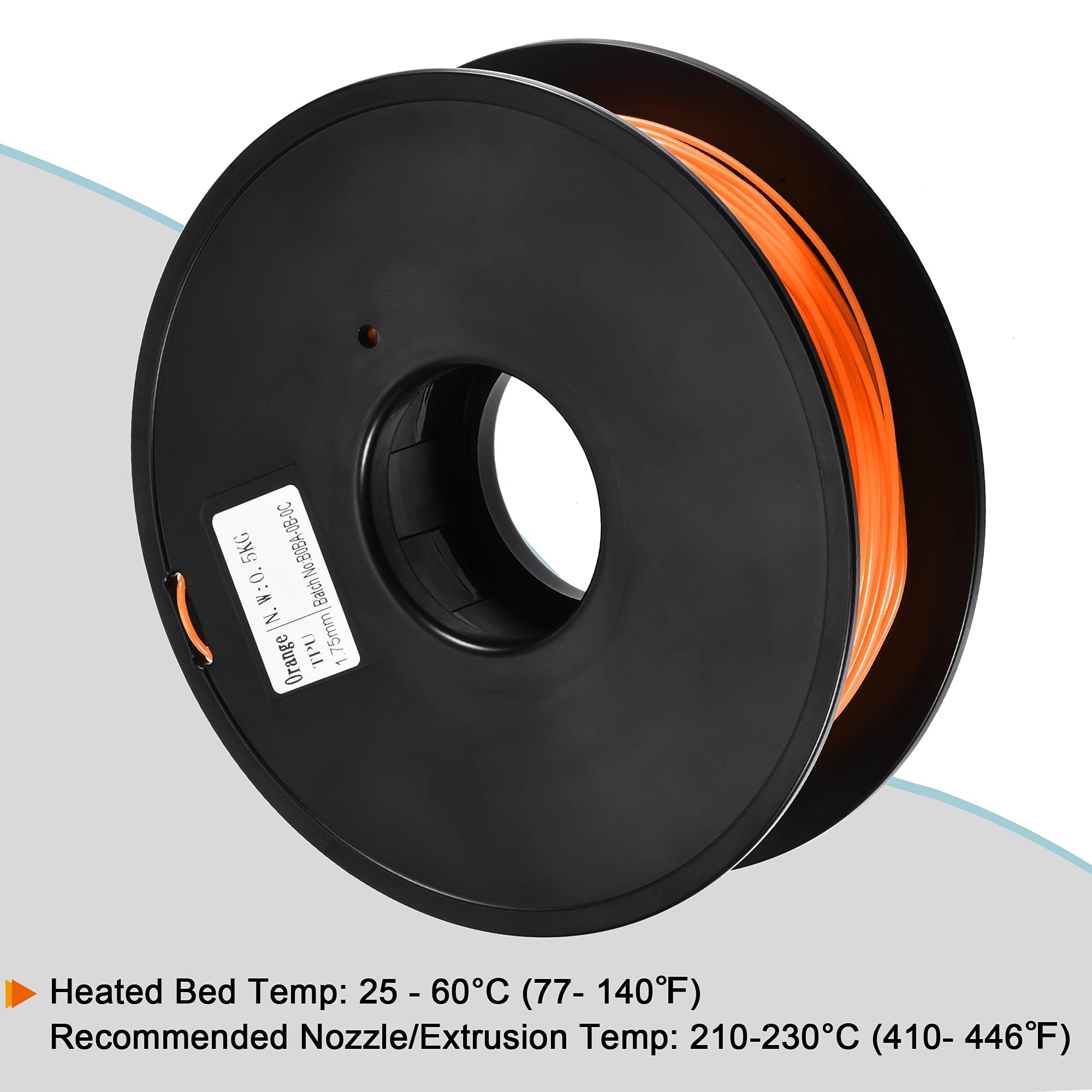 sourcing map 3D Drucker Filament 1.75 mm TPU Filamente Maßgenauigkeit +/- 0.05 mm Orange