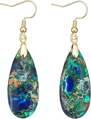 Aretes bohemios de piedra natural para mujer, diseño único de jaspe imperial, hipoalergénicos, ligeros, aretes colgantes de múltiples estilos,