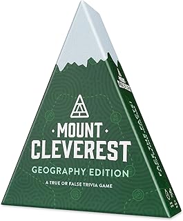 MOUNT CLEVEREST - Geography Edition | True or False Trivia Game | Fun Family Card Game for Adults & Kids | Party Games for Kids Birthday | Travel Games | Gift for Boys and Girls | Stocking Filler