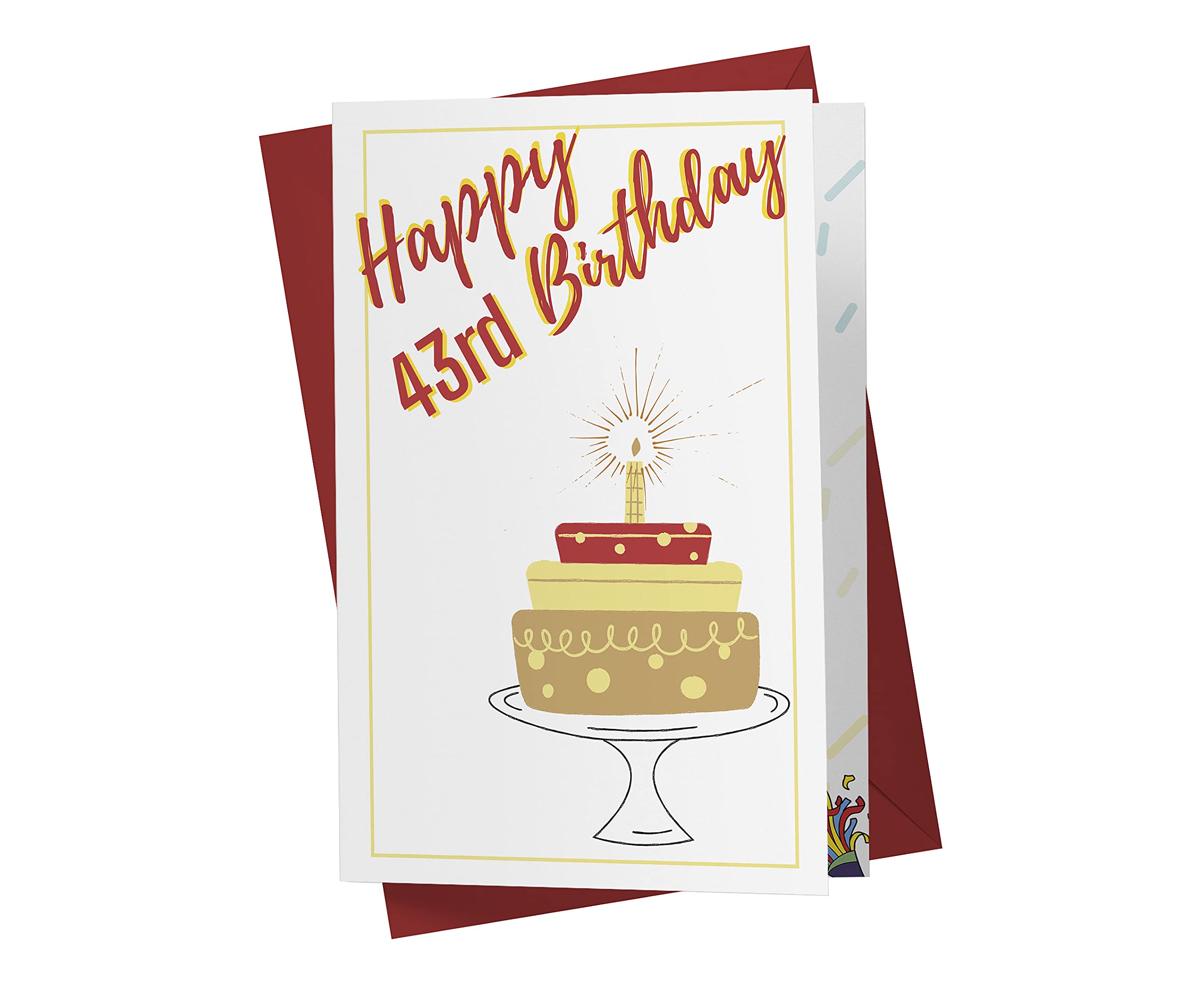 Gorgeous 43rd Birthday Card – Beautiful 43 Years Old Anniversary Card – Happy 43rd Birthday Card – Beautiful 43rd Birthday Card for Friends Or Lovers – Red Envelope (1 Card)