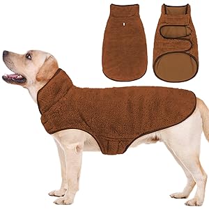 Malier Dog Winter Coat, Reversible Fleece Dog Cold Weather Coats, Windproof Warm Snow Puppy Jacket Vest Pet Clothes for Small Medium Large Dogs (Brown, X-Small)