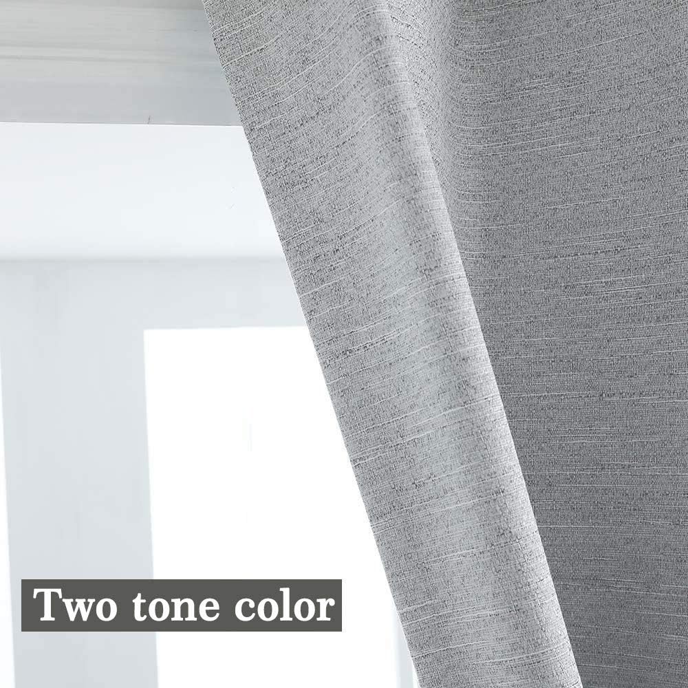 North Hills Double Tone Color Jacquard Textured Weave Curtains, Blackout Curtain Drapes for Bedroom Living Room Polyester Belmar Grommet Panel 52x45 Stone