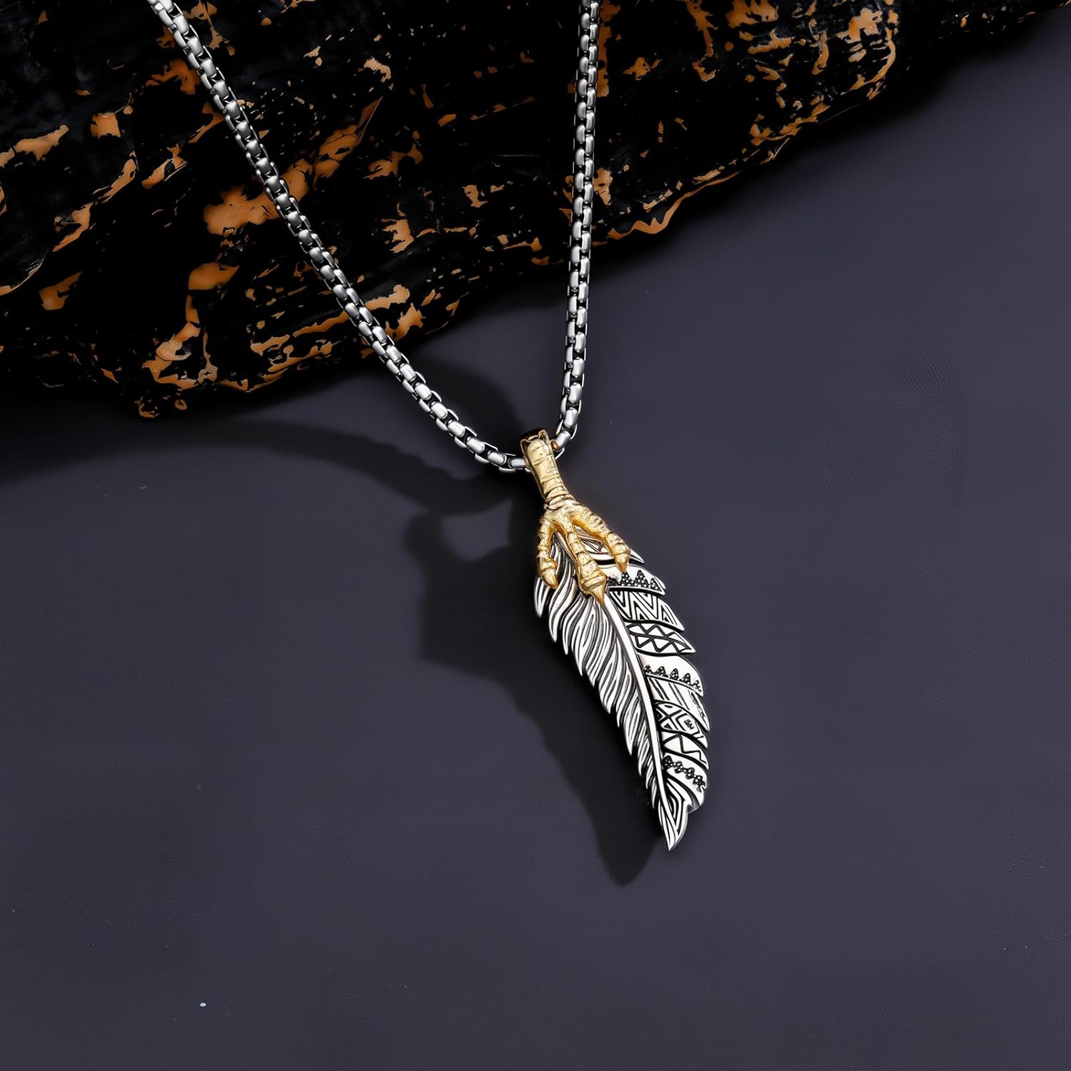 Feather Necklace 925 Sterling Silver Feather Pendant Boho Indian Jewelry for Men Women - Image 4