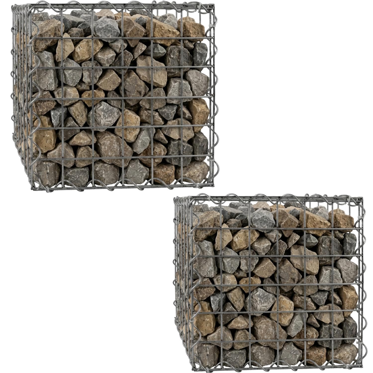 Woodside Gabion Basket Garden Mesh Wire Cage Pack of 2 30 x 30 x 30cm Heavy Duty Galvanised Steel Stone Baskets for Garden Walls, Raised Beds, Seating Areas, Landscaping & Outdoor Projects