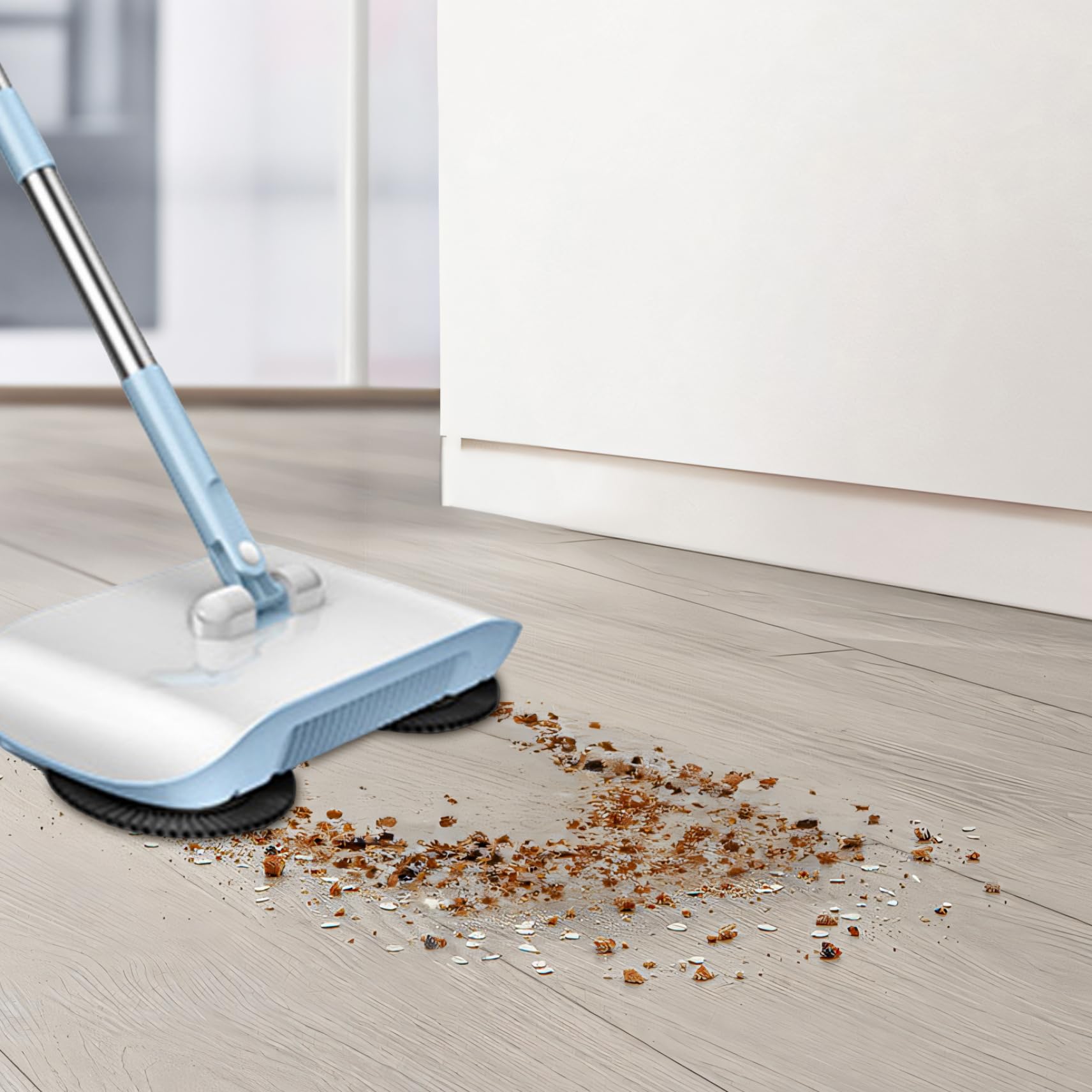 Brosse de nettoyage de tapis, balayeur à vide manuel de 2 en 1, vadrouille rotative à 180 degrés, balayeur de poussée à main, outil de nettoyage pour le nettoyage des animaux de compagnie, débris