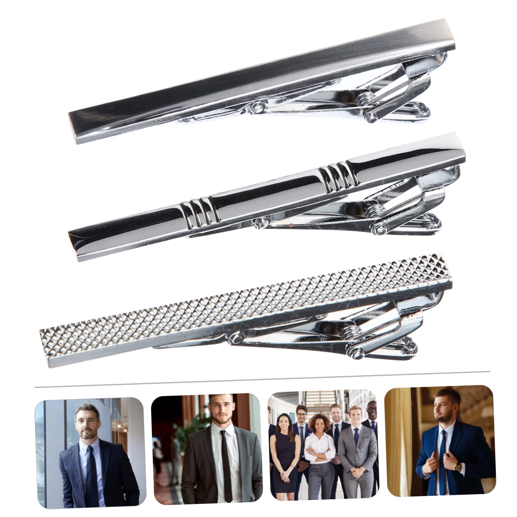 minkissy 5 Sätze Krawattenklammer-set Krawattennadel Für Männer Anzug Krawattenklammer Krawattenklammern Für Männer Herrenkrawenclip Legierung Silver 3 Stück * 5