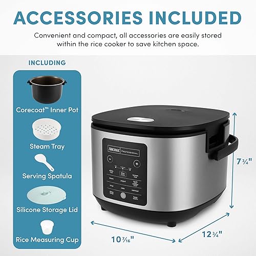 Miniatura 34 de Aroma Housewares - Arrocera digital para 20 tazas cocidas (10 tazas sin cocinar), olla de cocción lenta, vaporizador de alimentos, exterior SS