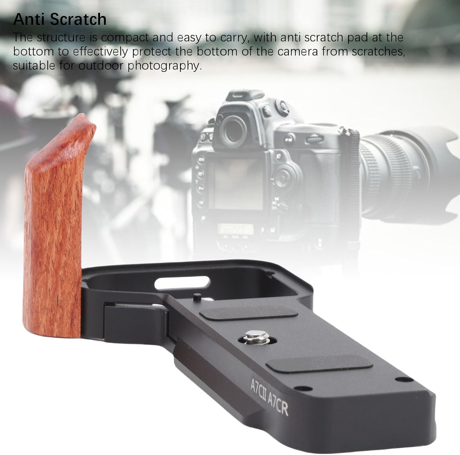 Zopsc L Shape Grip Hand Grip for Camera, Wooden L Bracket with 1/4 Inch Threaded Hole, Supports Various Accessories, Black