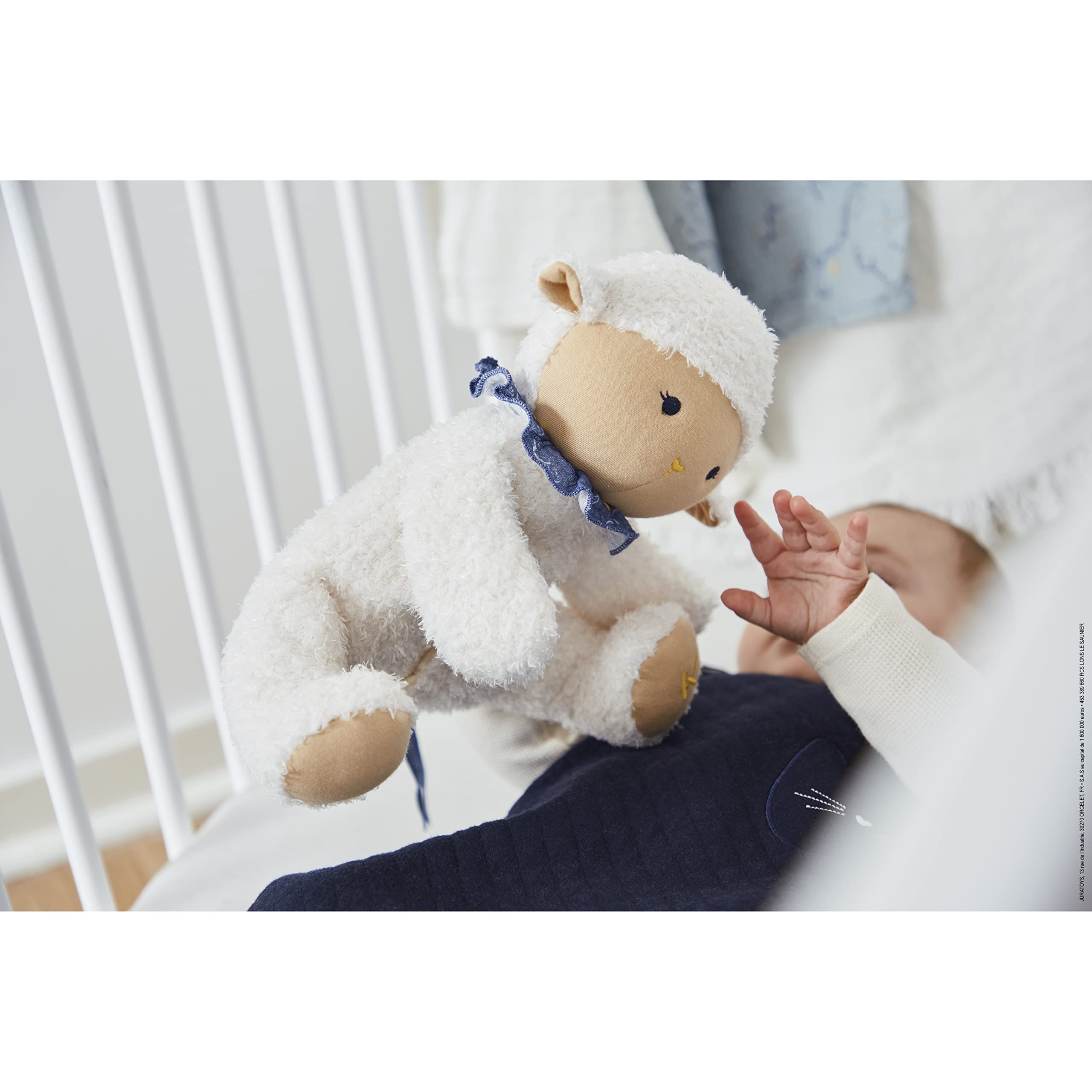 KALOO - Doux Sommeil - Peluche Pecorella Bianca - Peluche Musicale - 6 Suoni Rilassanti per Addormentare Il Neonato - Rileva Il Pianto - 25 cm - dalla Nascita, K221003