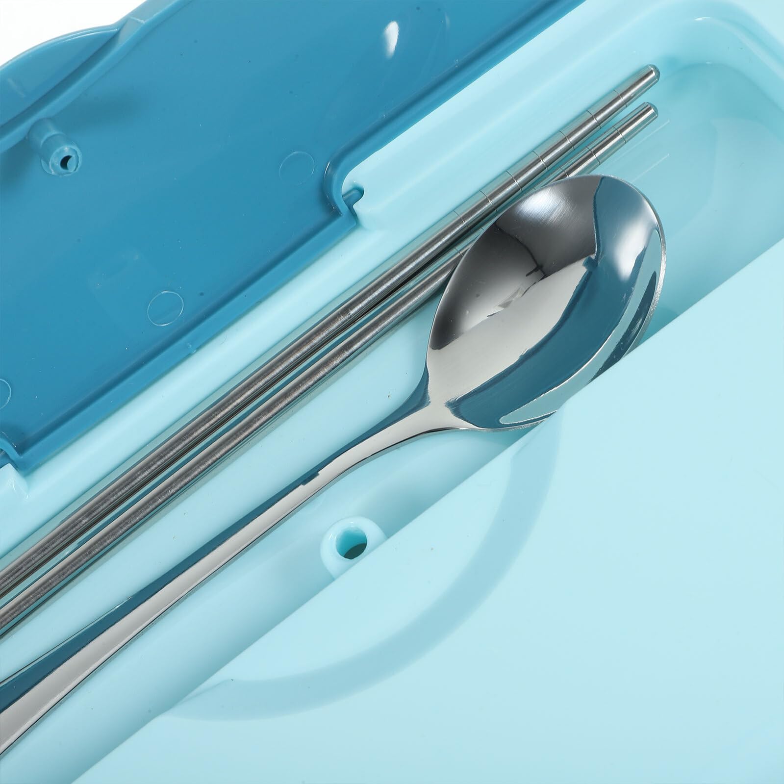 LABRIMP Boîte à Lunch Bento 1300ml 4 Compartiments Acier Inoxydable Bleu