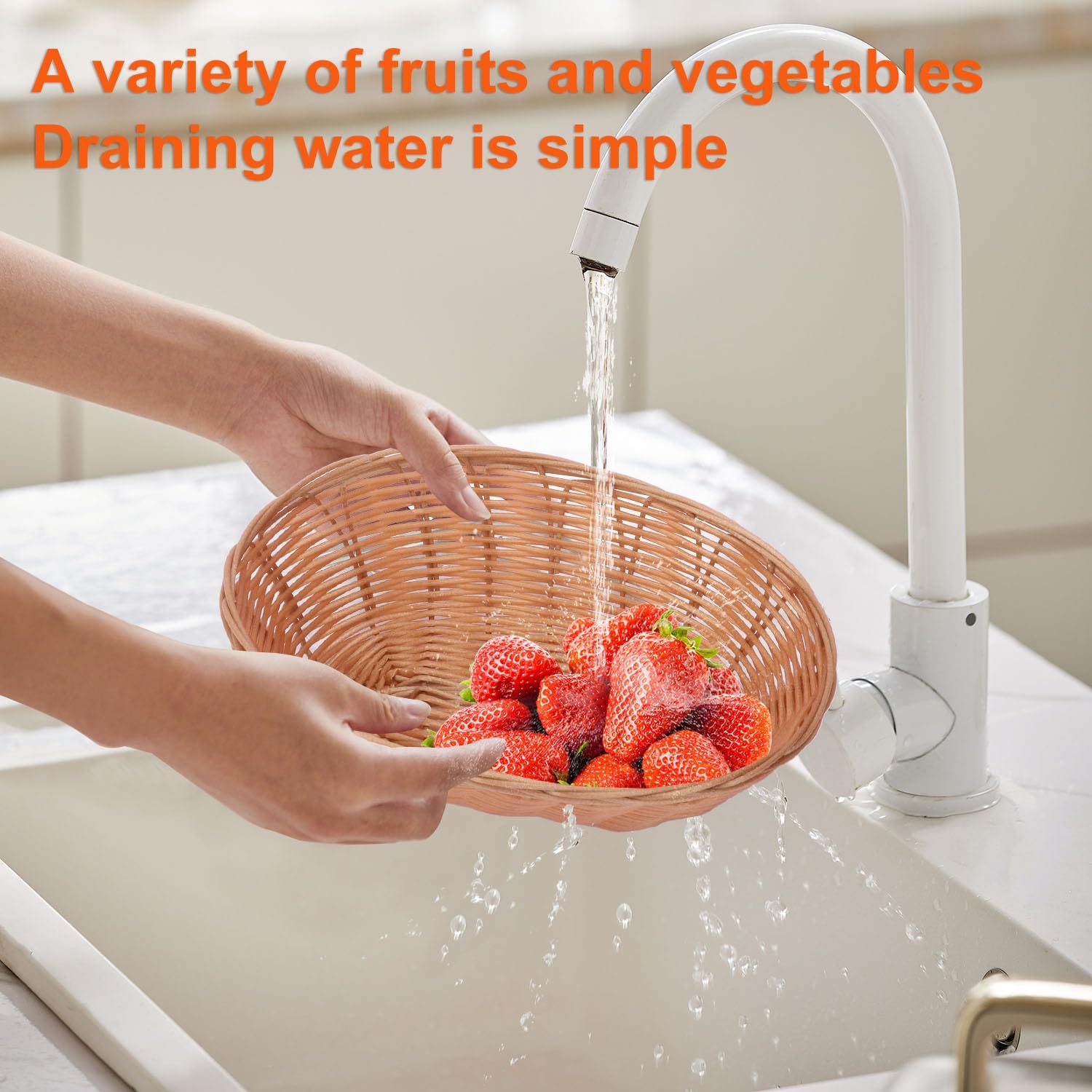 9 Inch Oval Poly Wicker Baskets - Bulk, 23 Pack, Bread & Serving Baskets for Home & Restaurant Use