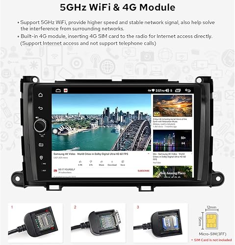 Miniatura 4 de Joying Unidad principal de 9 pulgadas 8 GB + 128 GB Android coche multimedia estéreo para Toyota Sienna 2011-2014 unidad GPS Android 10 Radio