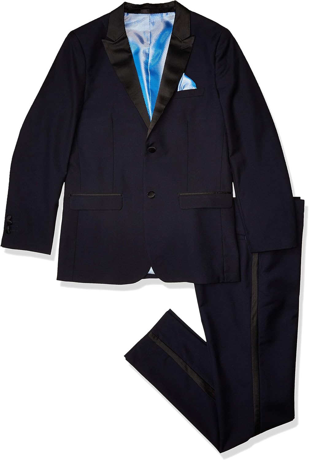 Isaac Mizrahi Boys' 2-Piece Contrast Peak Lapel Tuxedo 7 Navy/Black