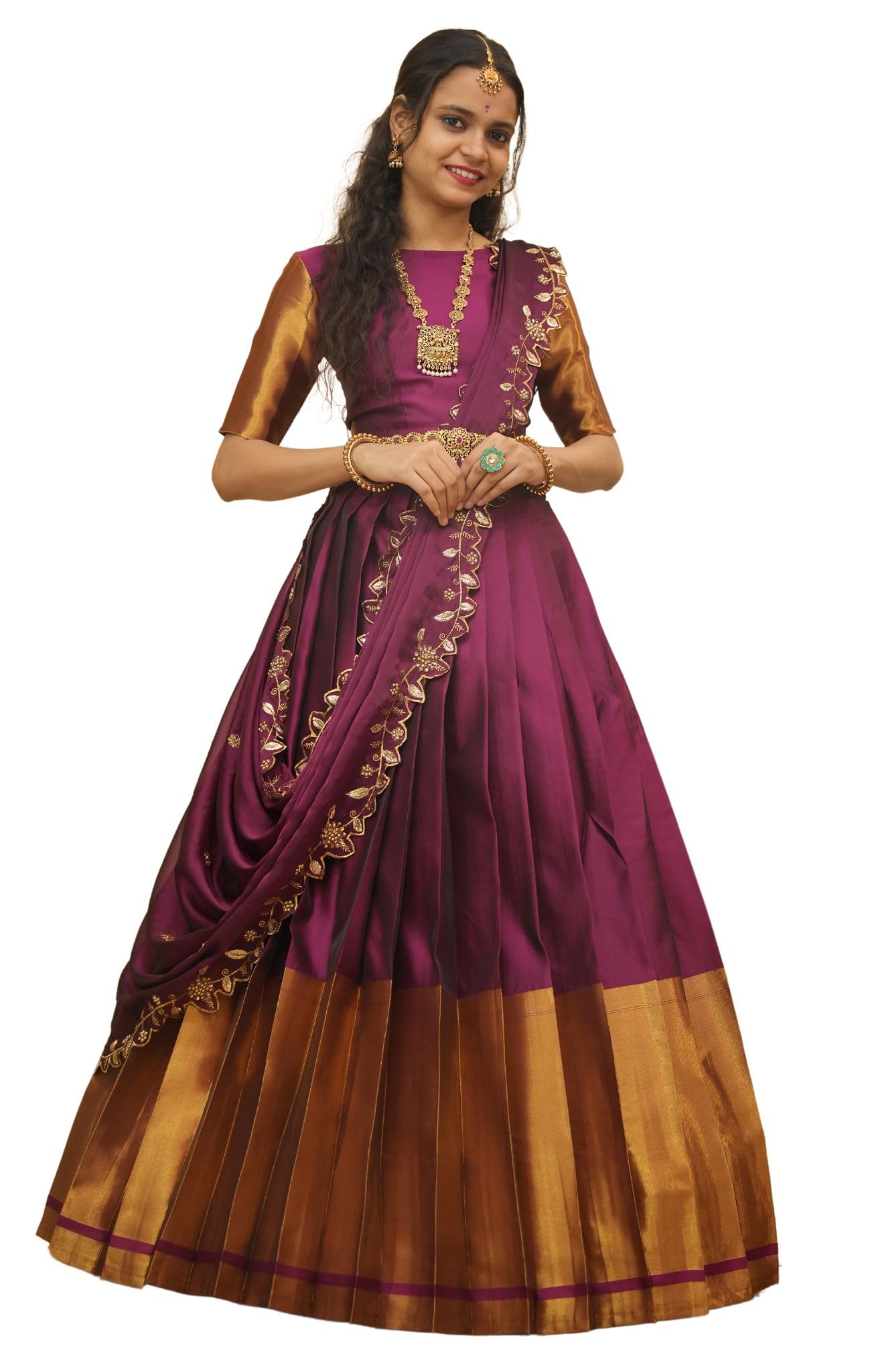 fabcartz New Traditional UnStitched South Indian Half Saree for women's-picture-16