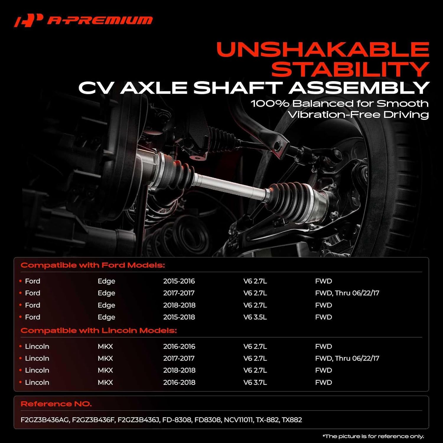 A-Premium CV Axle Shaft Assembly Compatible with Ford Edge 2015-2018 & Lincoln MKX 2016-2018, 2.7L 3.5L 3.7L, FWD Only, Front Right Passenger Side, Replace# F2GZ3B436AG, F2GZ3B436F