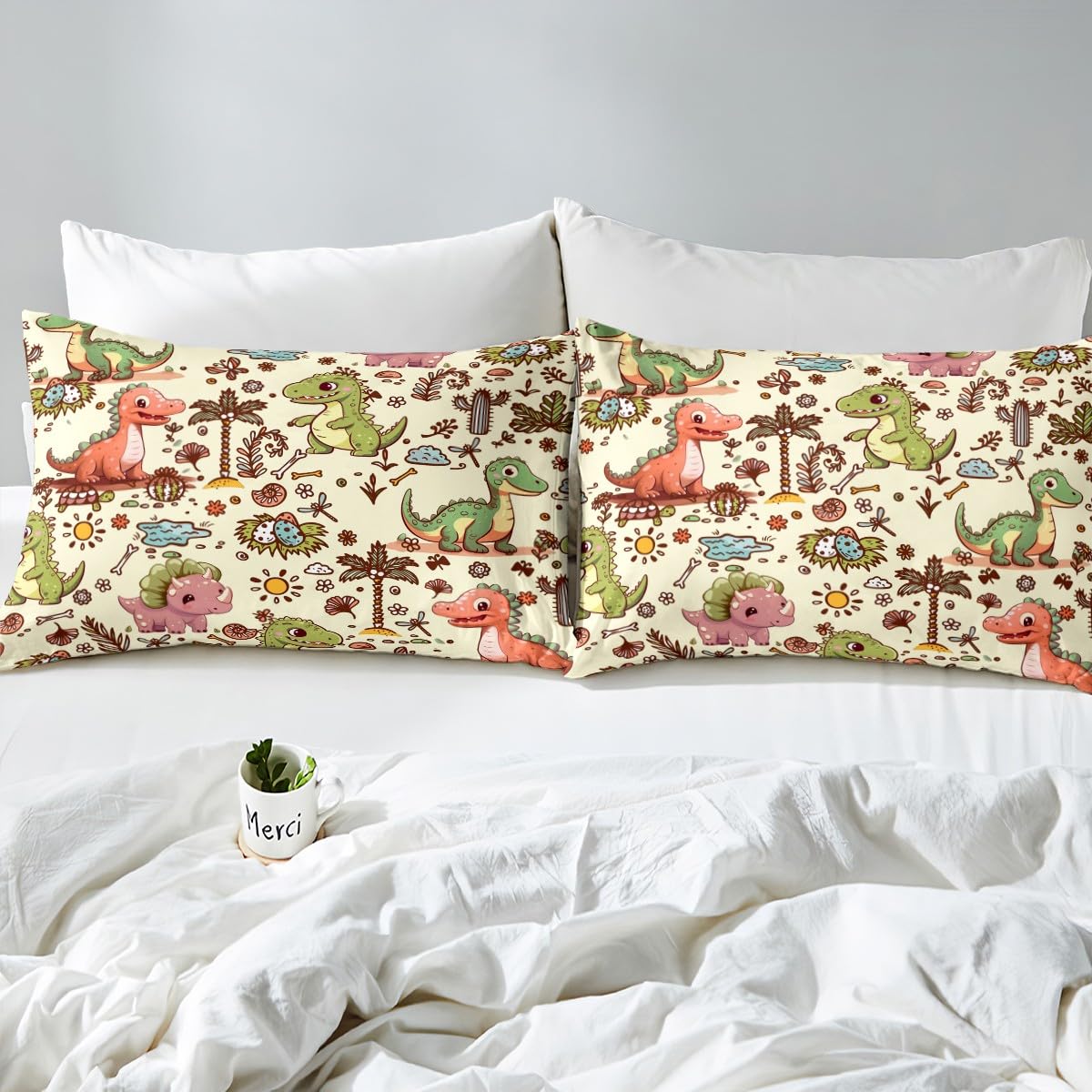 Parure De Lit Dinosaures Jungle 3D 90x190 Cm - Housse De Couette Réversible Microfibre Pour Adulte/Enfant