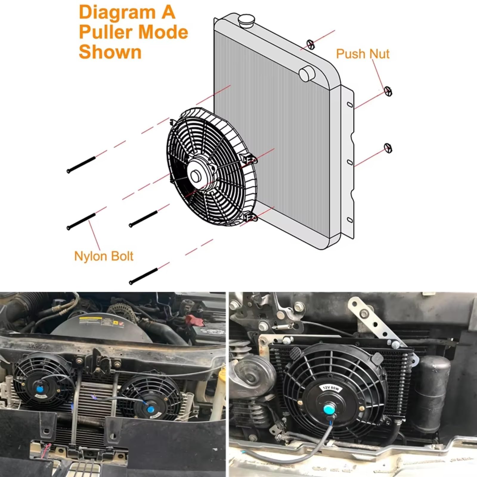 Universale 7/9/10/12/14/Pollici 12V 80W 2100RPM Auto Aria Motore Cabina Ventola Di Raffreddamento Del Radiatore Con Lame Elettrico Kit Di Raffreddamento Elettrico Radiatore Per Auto(12inch)
