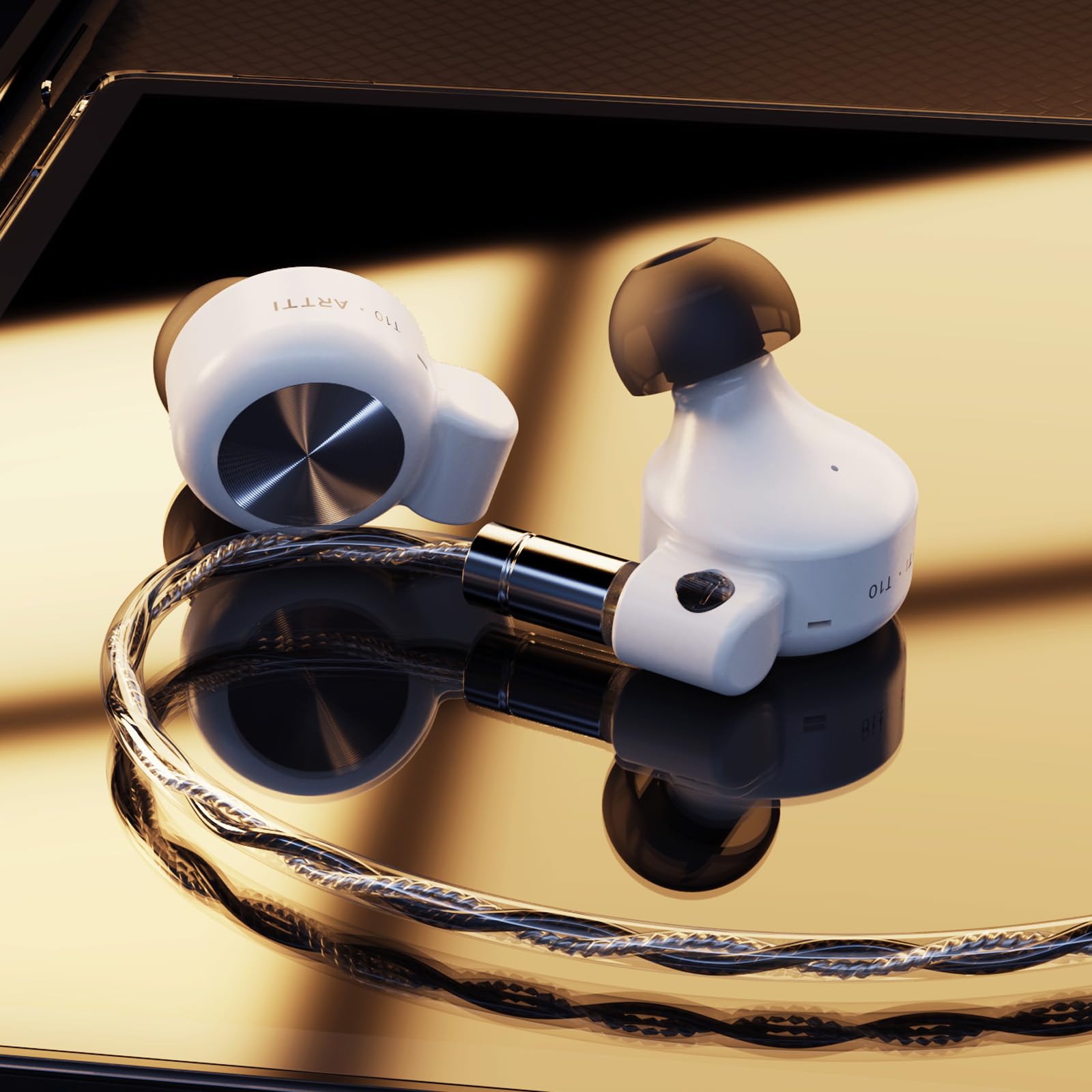ARTTI Auricolari in-ear T10 da 14,2 mm, doppio circuito magnetico, driver planare, cavo staccabile placcato in rame argentato, Hi-Fi per musicisti/cantanti (spina da 3,5 mm)