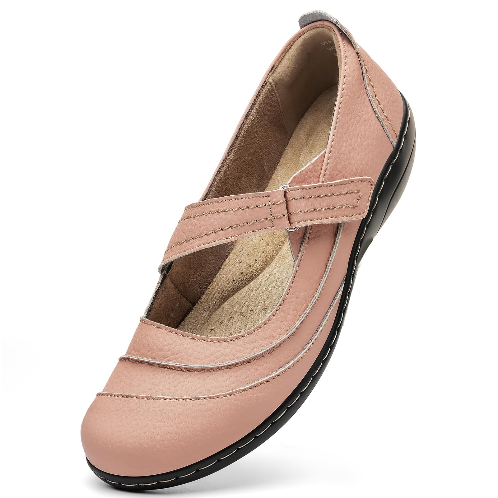 TALENAVA Women's Comfortable & Lightweight Leather Mary Jane Flats Versatile Business Casual Dress Shoes Work Office Cute Stylish Everyday Walking