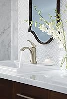 Vista 4 de Moen Voss - Llave de baño de arco alto, una manija, un solo agujero, níquel cepillado, con montaje de desagüe, 6903BN