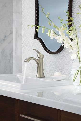 Miniatura 4 de Moen Voss 6903BN - Grifo de baño de arco alto de un solo orificio de níquel cepillado con ensamblaje de drenaje, 6903BN